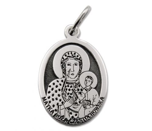 Medalik srebrny z wizerunkiem matki bożej częstochowskiej med-mbcze-01