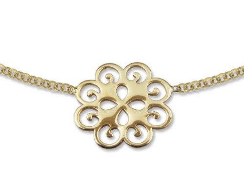 Naszyjnik ze złota - celebrytka z ażurowym motywem kwiatu  - model 23