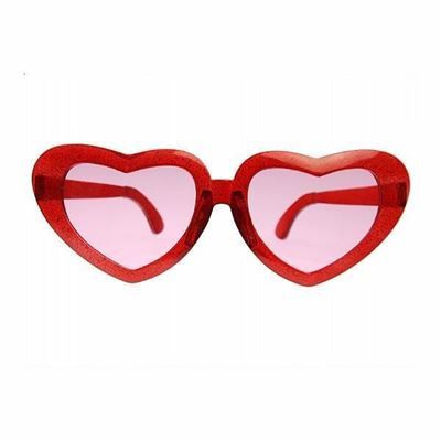 Okulary duże serca - czerwone