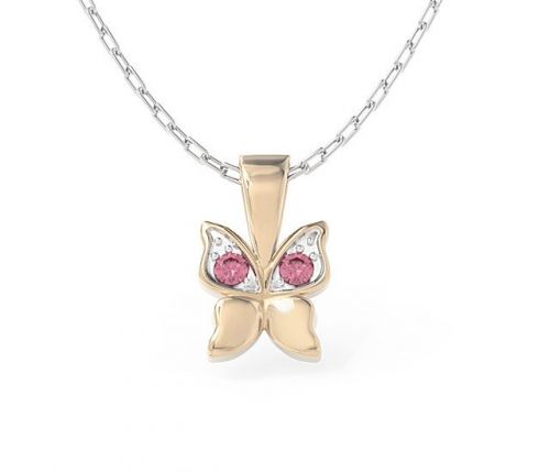 Wisiorek w kształcie motyla z różowego złota z różowymi cyrkoniami bpw-88p-r-c