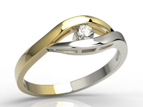 Pierścionek zaręczynowy z żółtego i białego złota z diamentem lp-9910zb