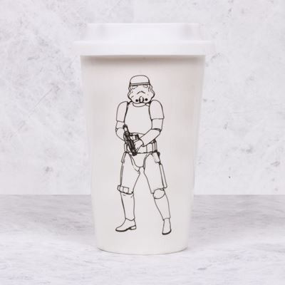 Ceramiczny kubek podróżny – stormtrooper – biały