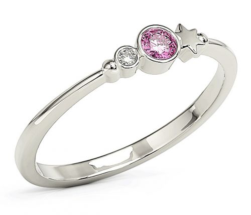 Pierścionek z białego złota z cyrkoniami swarovski róż bp-6711b-c/pink