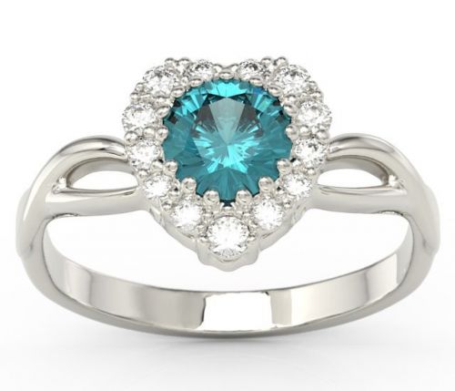 Elegancki pierścionek - serce z białego złota z zirconem i diamentami ap-77b