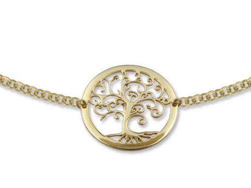 Naszyjnik ze złota - celebrytka z motywem drzewka szczęścia - model 21