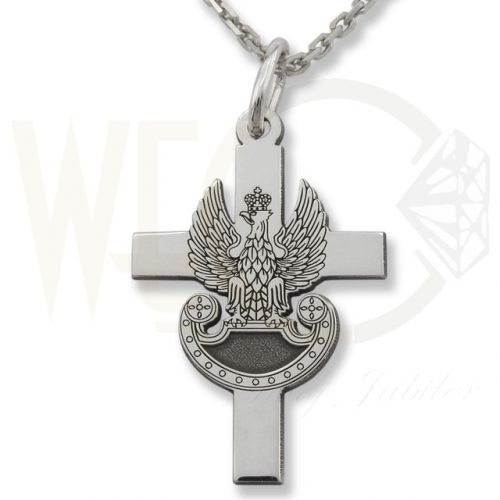 Krzyżyk orzeł wojskowy z łańcuszkiem ze srebra wzór kr-10-zest
