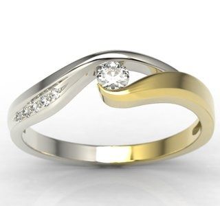 Pierścionek zaręczynowy z żółtego i białego złota z diamentami lp-7810zb