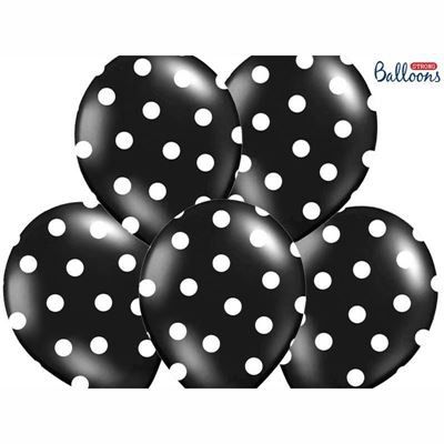 Balony - czarne z białymi kropkami