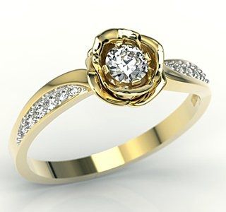 Pierścionek z żółtego złota w kształcie róży z diamentami lp-4234z-r