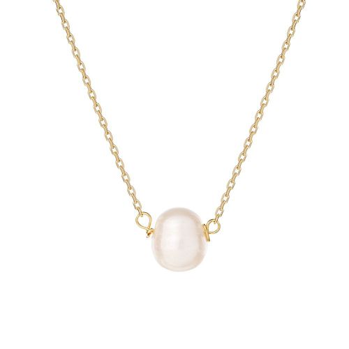 Naszyjnik ariel srebrny pozłacany z naturalną perłą