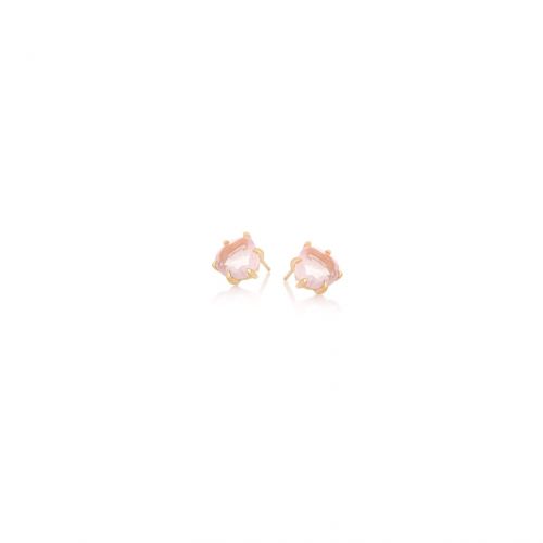 Kolczyki duo srebrne pozłacane z naturalnym różowym kwarcem