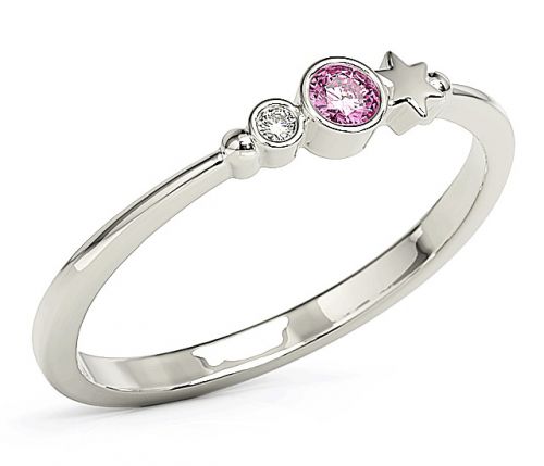 Pierścionek z białego złota z cyrkoniami swarovski różowy bp-6709b-c/pink