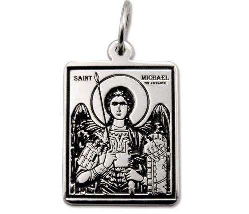 Medalik prostokatny srebrny z wizerunkiem św. michała archanioła med-mich-02