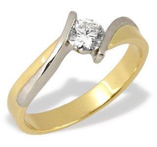 Pierścionek zaręczynowy z żółtego i białego złota z diamentem cp-4027zb
