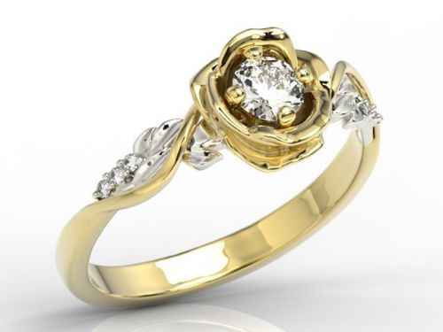 Pierścionek złoty w kształcie róży z brylantami lp-7730zb