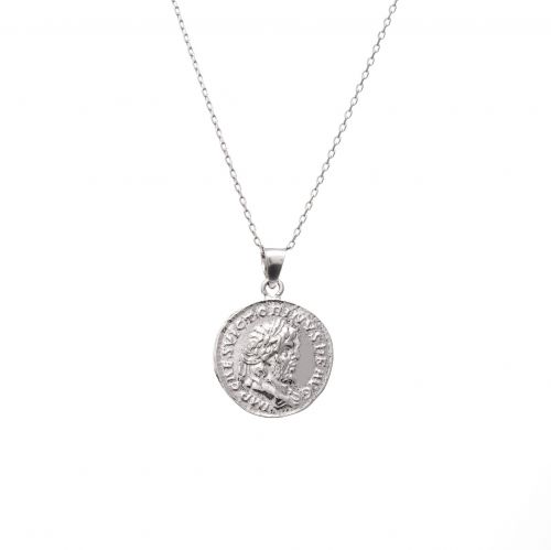 Naszyjnik trendy srebrny z monetą 1,7 cm