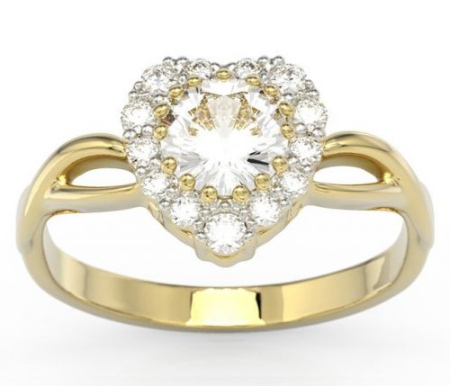 Magiczny pierścionek w kształcie serca z żółtego złota z zirconem i diamentami ap-77z